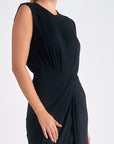 ELAN BLACK SLVLESS W/FRONT SLIT DRESS