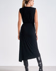ELAN BLACK SLVLESS W/FRONT SLIT DRESS