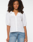 WHITE BLOUSE W/RUFFLE DETAIL