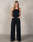 BLACK COTTON MODAL JUMPSUIT