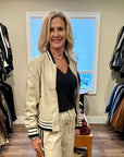 TAUPE FAUX LEATHER BOMBER JACKET