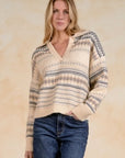 OFF WHITE V-NECK SWEATER W/COLLAR