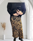BLACK/BROWN ANIMAL PRINT SKIRT