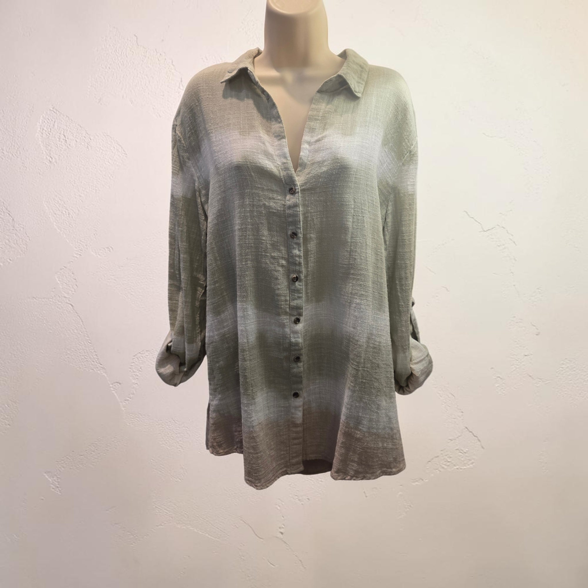 GREEN AND WHITE PORTER BLOUSE