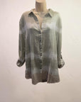 GREEN AND WHITE PORTER BLOUSE