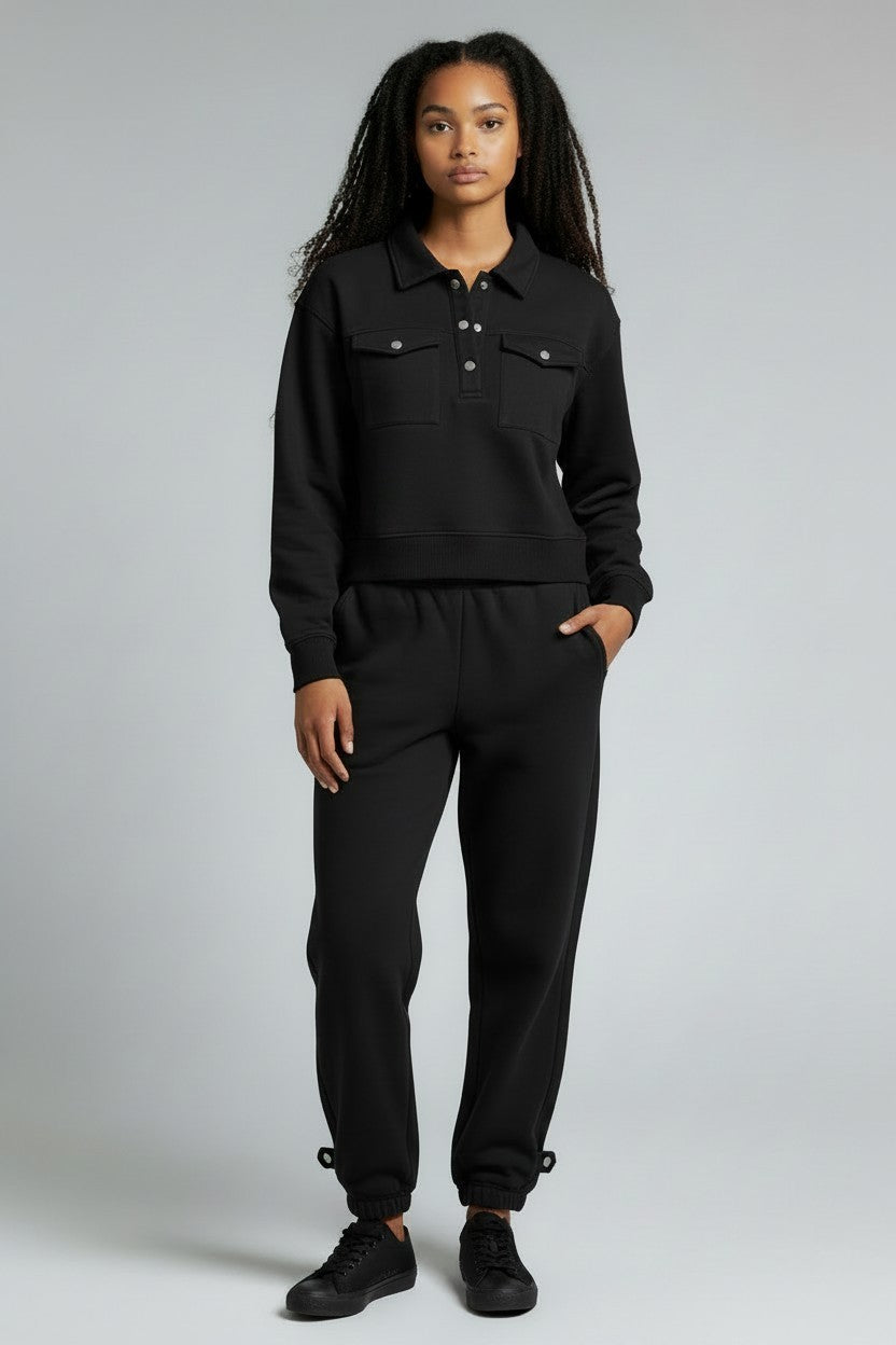 HANCOCK 3/4 SNAP SWEATSHIRT/BLK