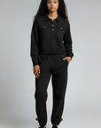 HANCOCK 3/4 SNAP SWEATSHIRT/BLK