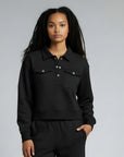 HANCOCK 3/4 SNAP SWEATSHIRT/BLK