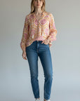 GOLD PRINT BUTTON BLOUSE