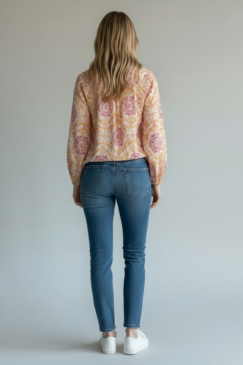 GOLD PRINT BUTTON BLOUSE