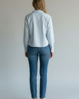 AQUA VNECK COLLARED TOP