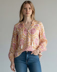 GOLD PRINT BUTTON BLOUSE