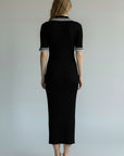 SHORTSLV V-NECK MAXI DRESS W/COLLAR