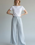WIDE LEG PULL ON PANT IN DOVE