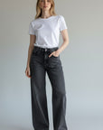 MINI PATCH POCKET WASHED BLK JEANS
