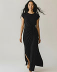 BLACK DRESS WITH SIDE TIE