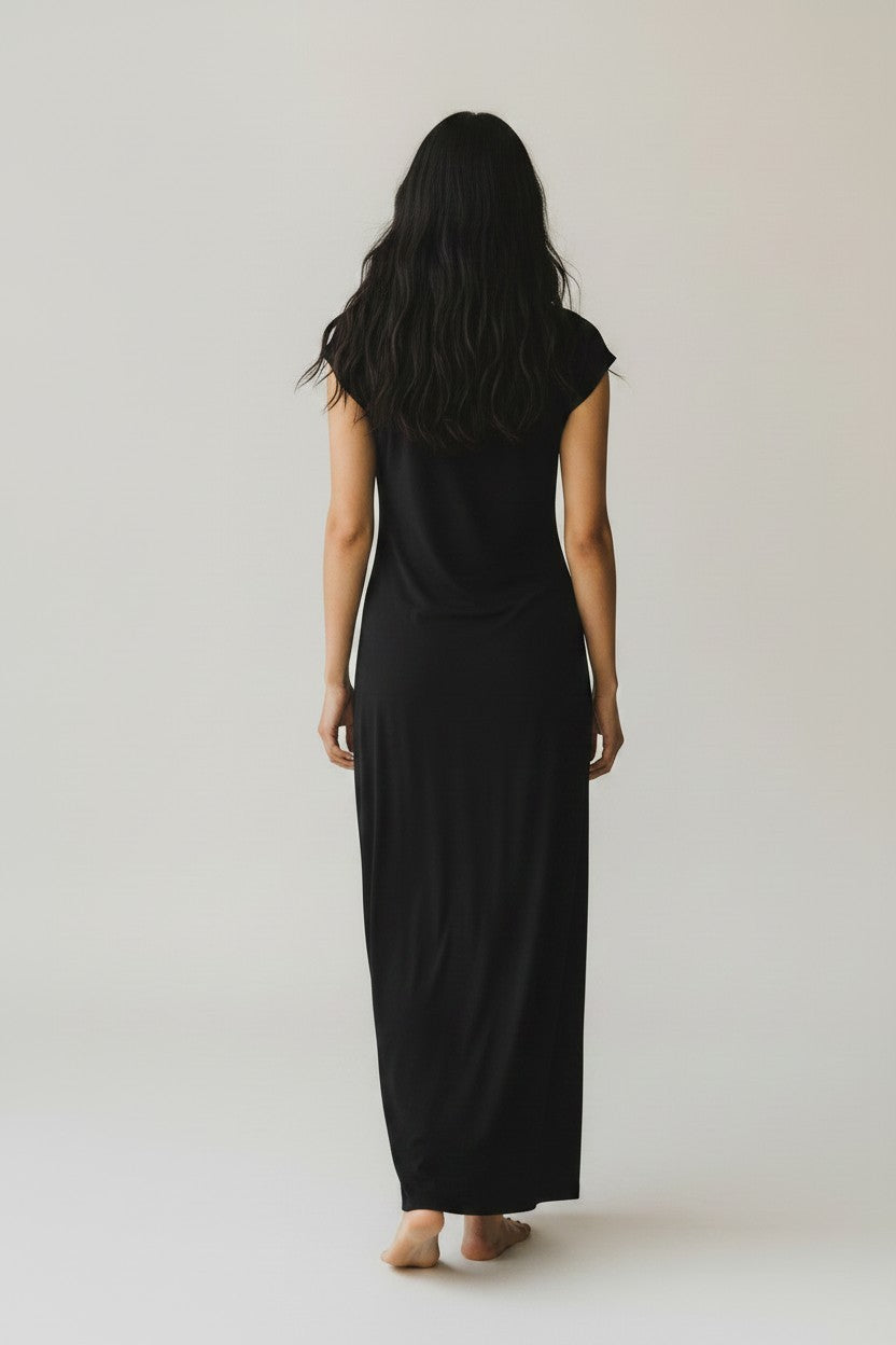 BLACK DRESS WITH SIDE TIE
