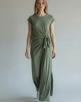 GREEN DRESS WITH SIDE TIE