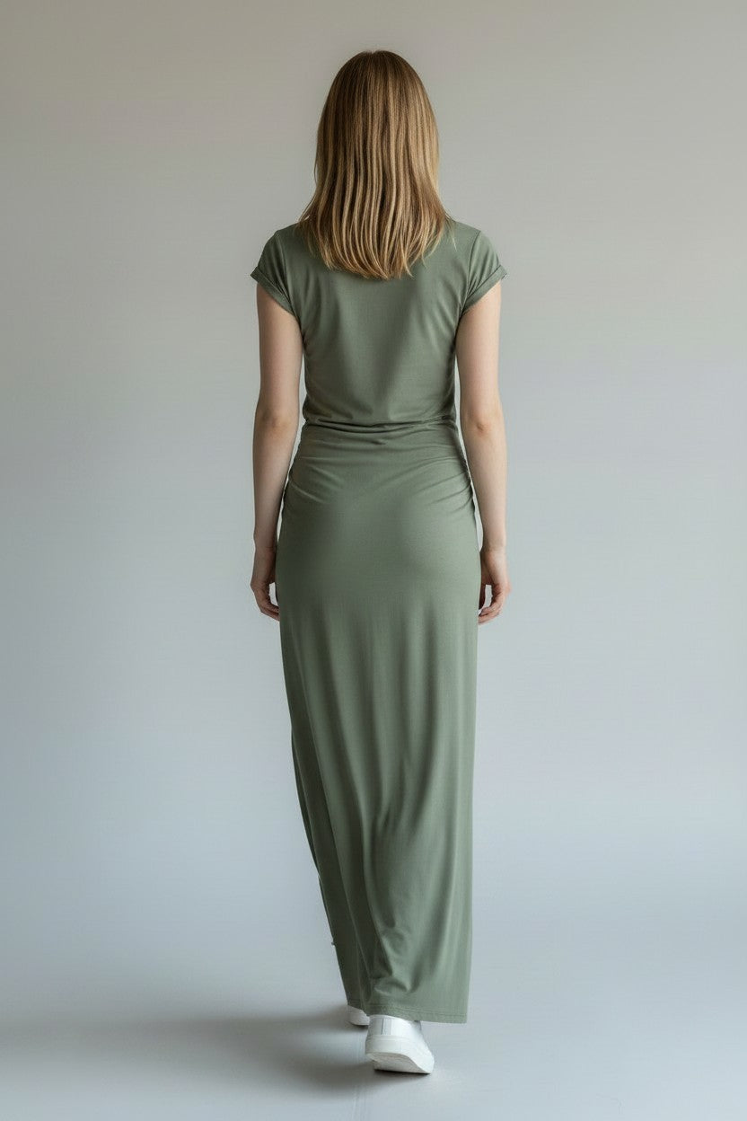 GREEN DRESS WITH SIDE TIE