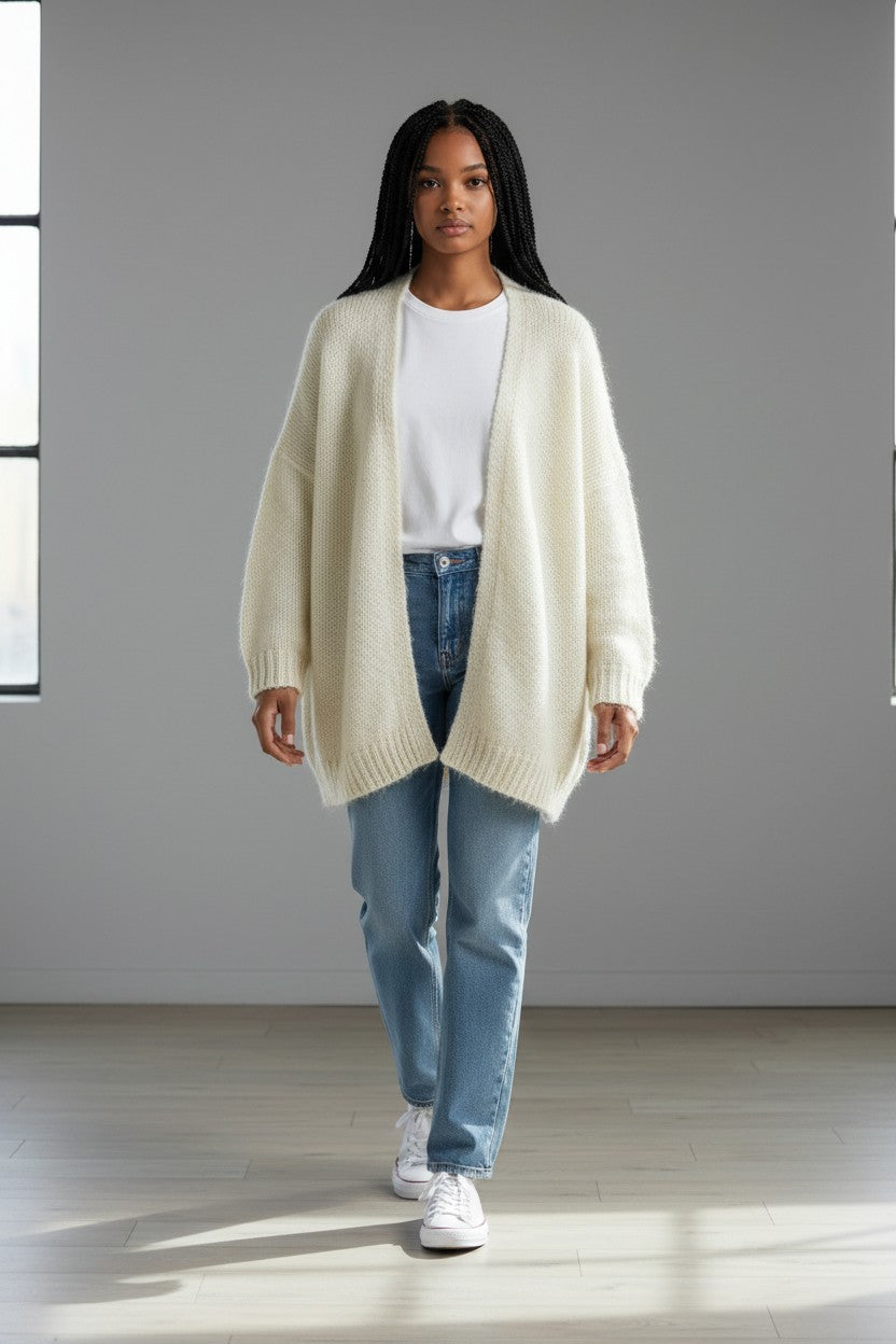 CREAM ROCK &amp; LOVE CARDIGAN