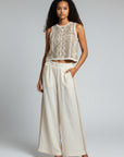 CREAM GAUZE PANT WITH SIDE DETAIL