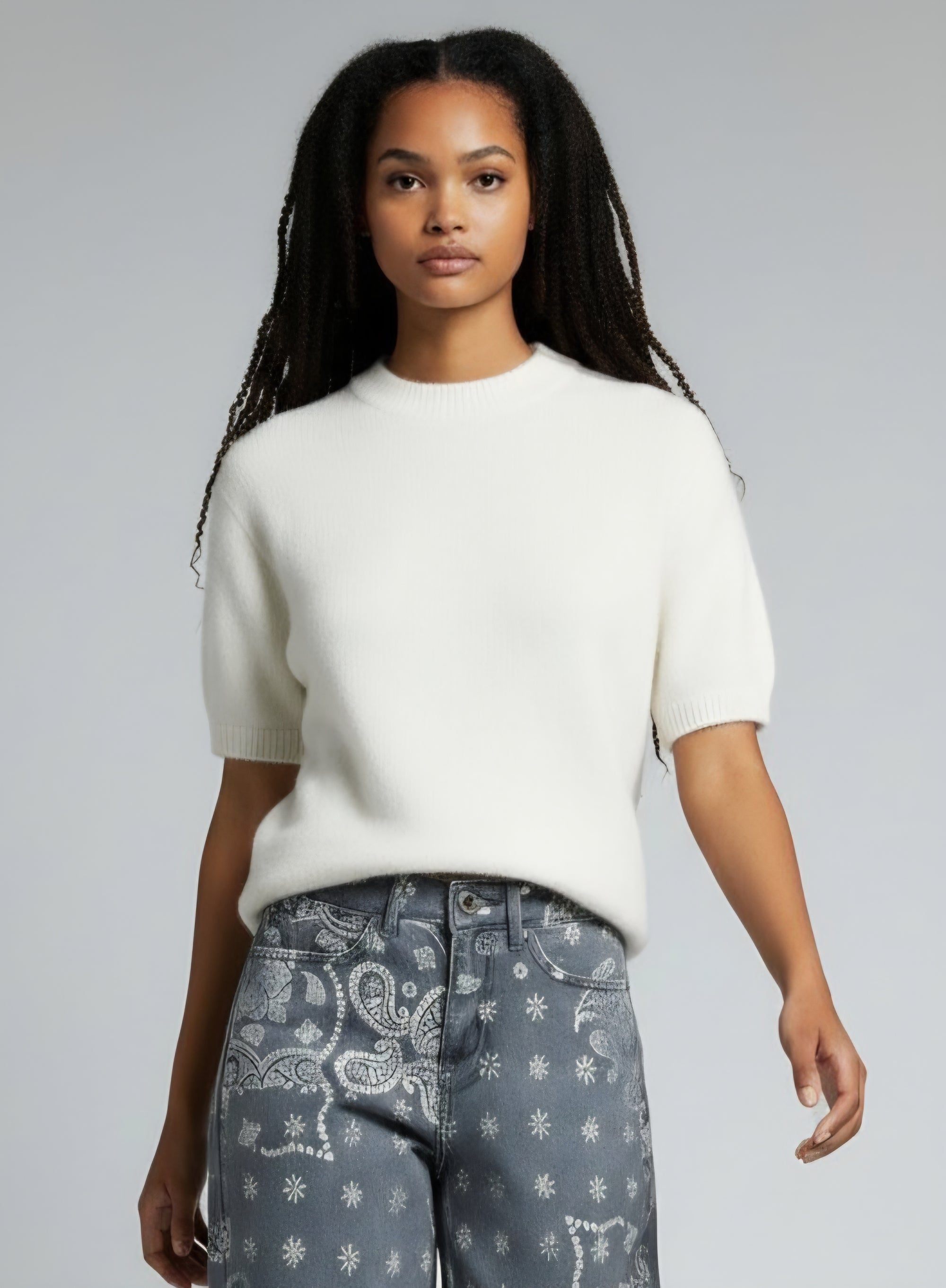 OFF WHITE ELBOW SLEEVE SWEATER