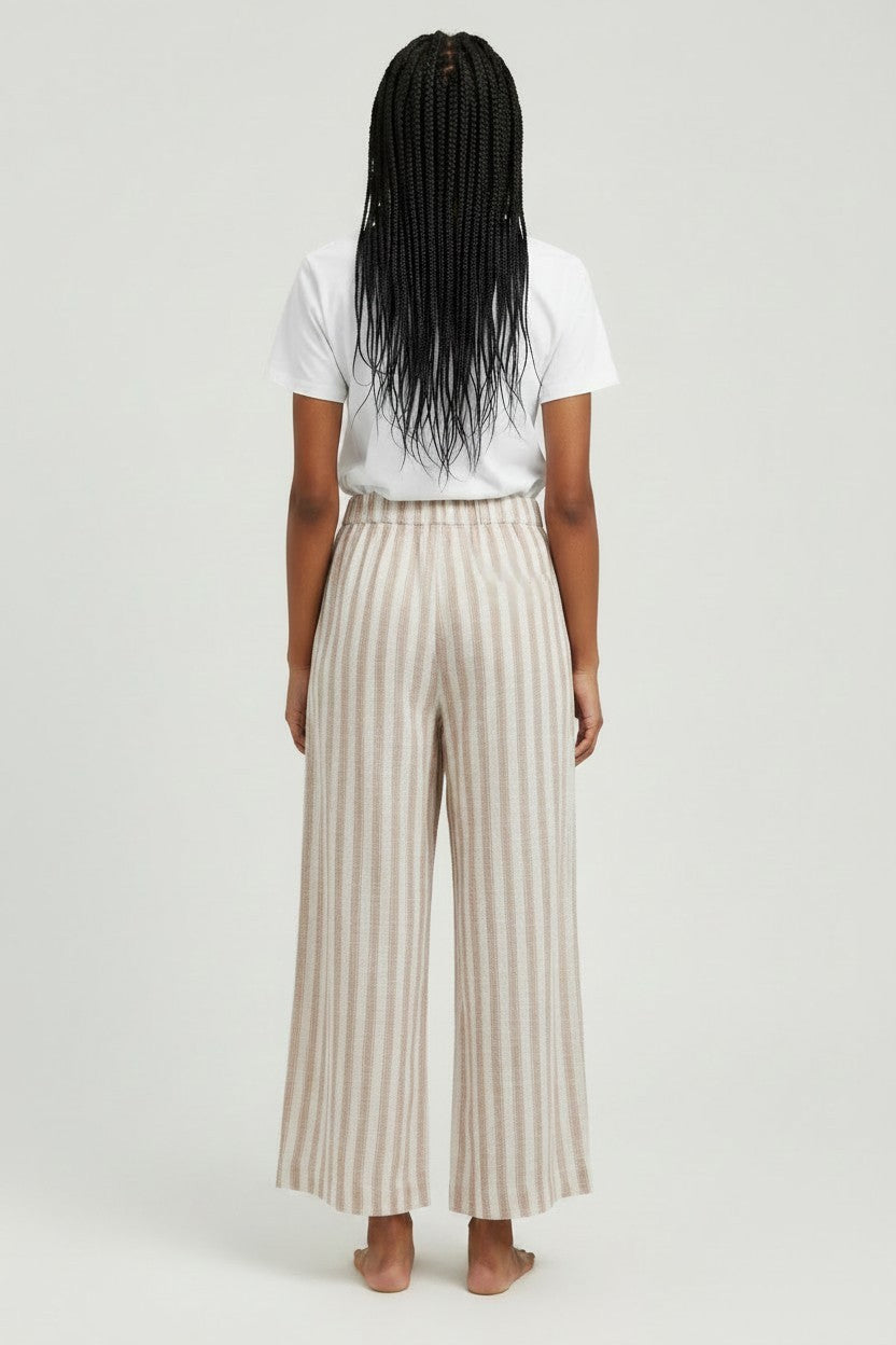 OFF WHITE AND DEEP MAUVE STRIPE PANT
