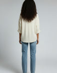 LINEN BLOUSE W/TURN-UP SLV