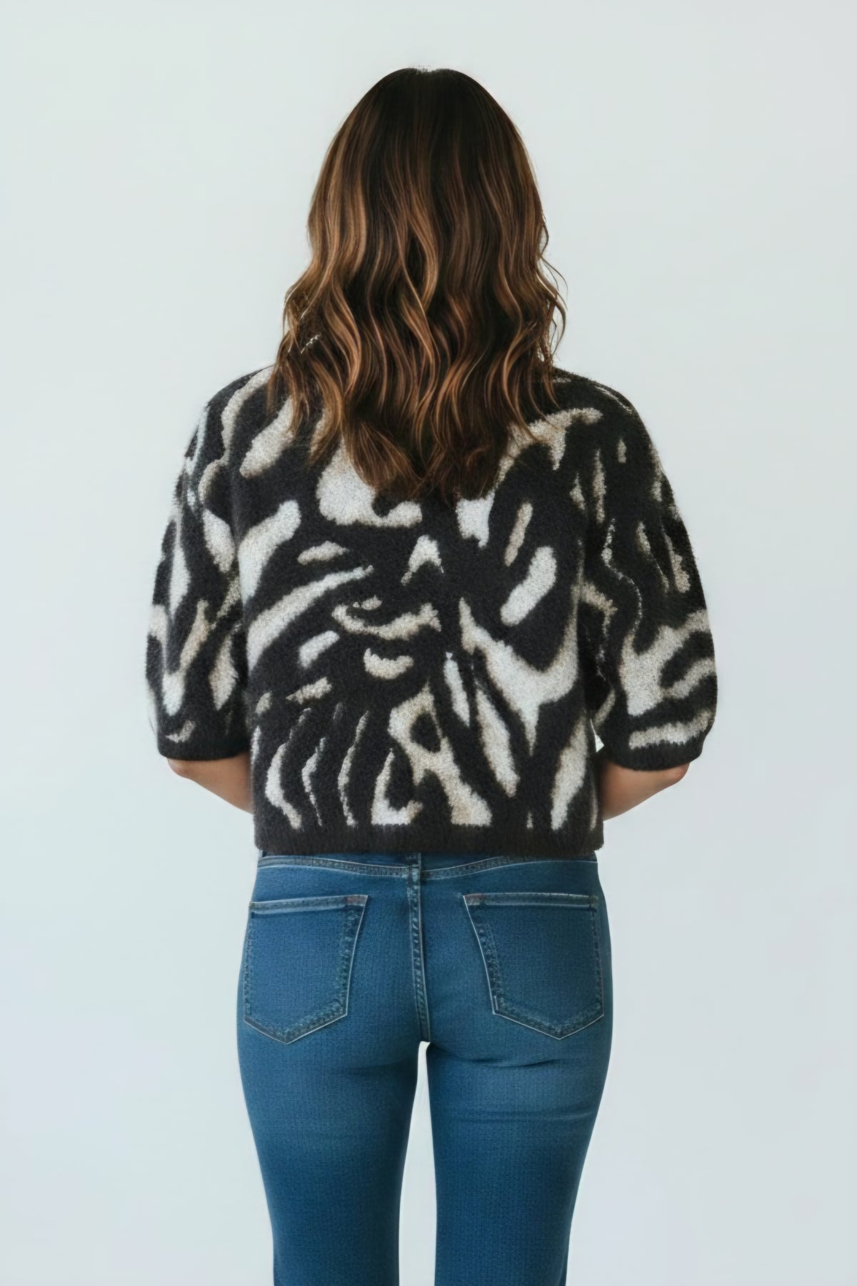 JAGUARD ELBOW BALLOON SLVE SWEATER