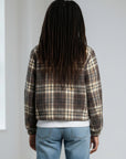 CHOCOLATE PLAID BOMBER JACKET