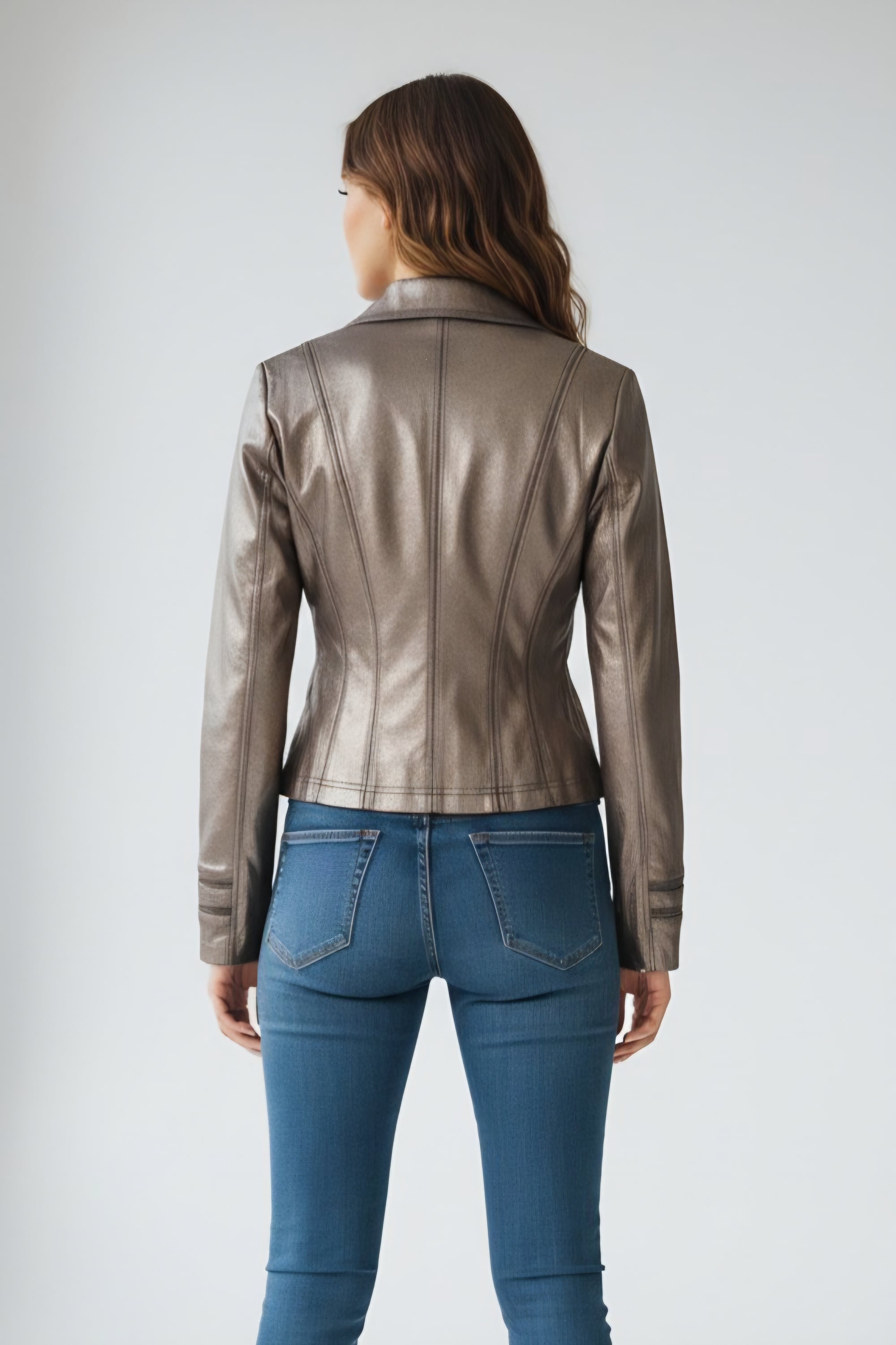 FOIL VINTAGE FAUX LEATHER JACKET/BRASS