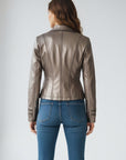 FOIL VINTAGE FAUX LEATHER JACKET/BRASS