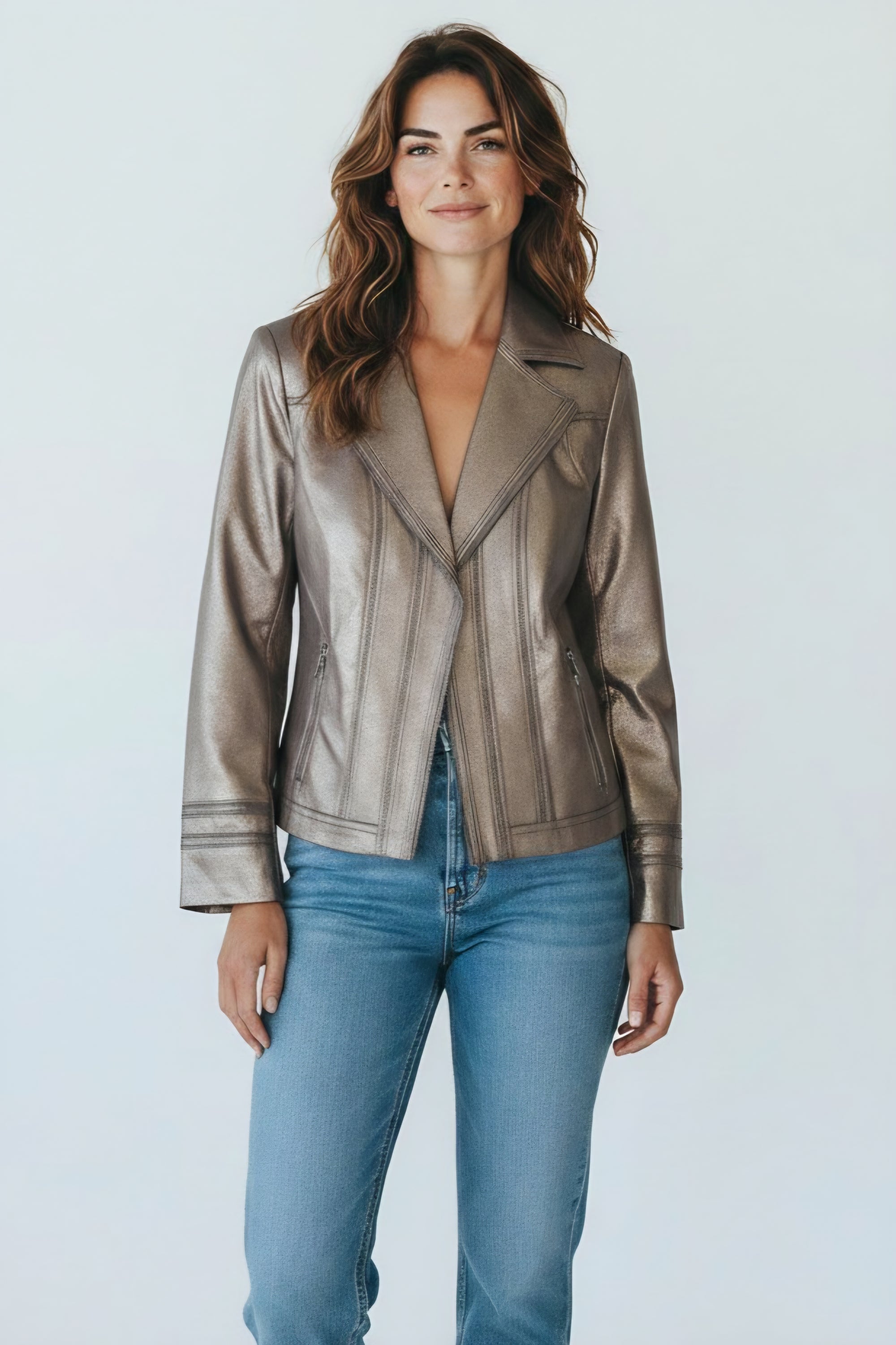 FOIL VINTAGE FAUX LEATHER JACKET/BRASS