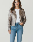 FOIL VINTAGE FAUX LEATHER JACKET/BRASS