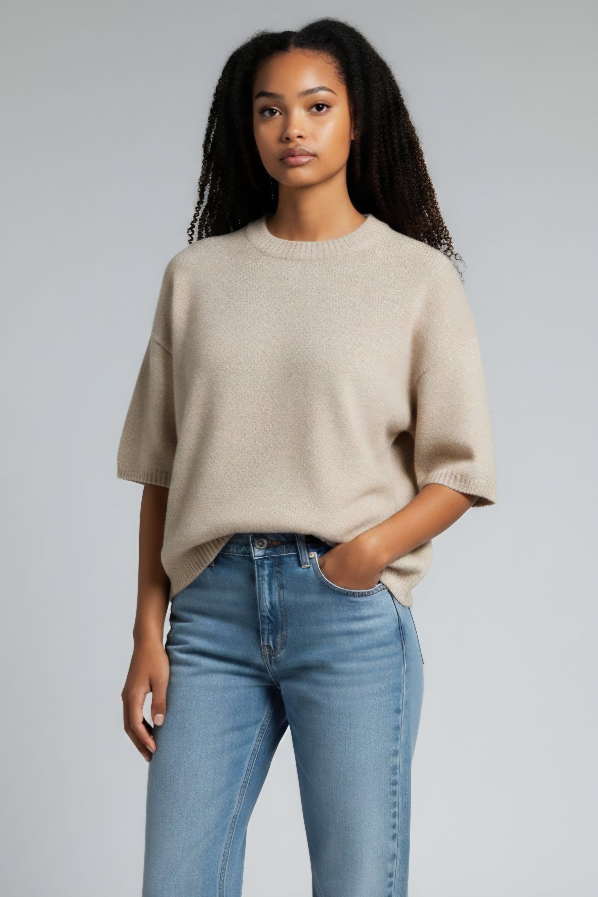 LATTE' BUBBLE SLEEVE SWEATER
