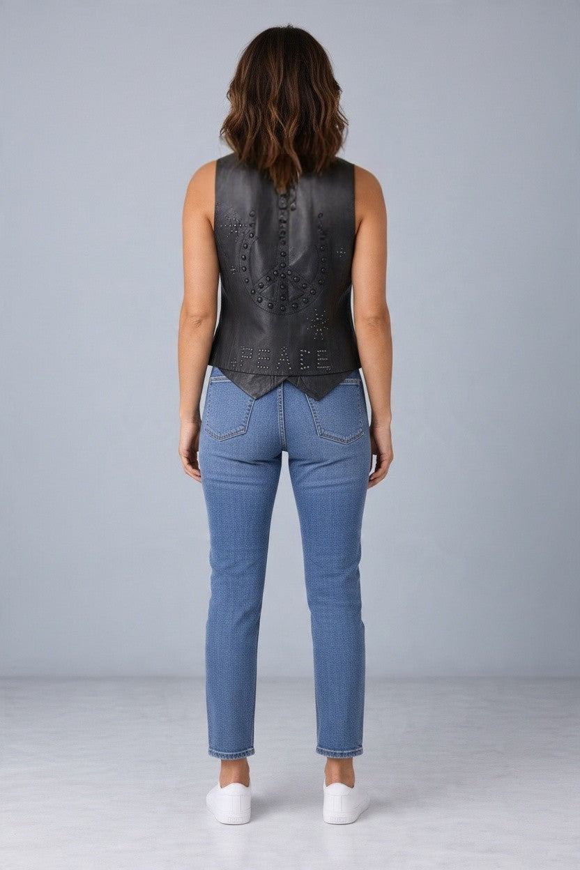 BLACK PEACE LEATHER VEST