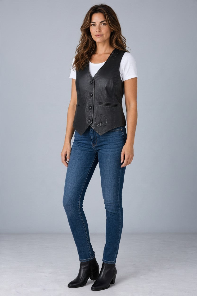 BLACK PEACE LEATHER VEST