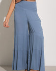 BLUE RUFFLE WIDELEG PANT