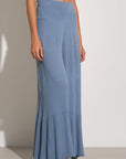 BLUE RUFFLE WIDELEG PANT