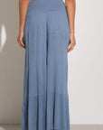 BLUE RUFFLE WIDELEG PANT