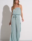 TEAL STRAPLESS WRAP JUMPER
