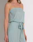 TEAL STRAPLESS WRAP JUMPER