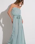 TEAL STRAPLESS WRAP JUMPER