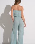 TEAL STRAPLESS WRAP JUMPER