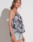 BLACK MALDIVES PRINT TOP