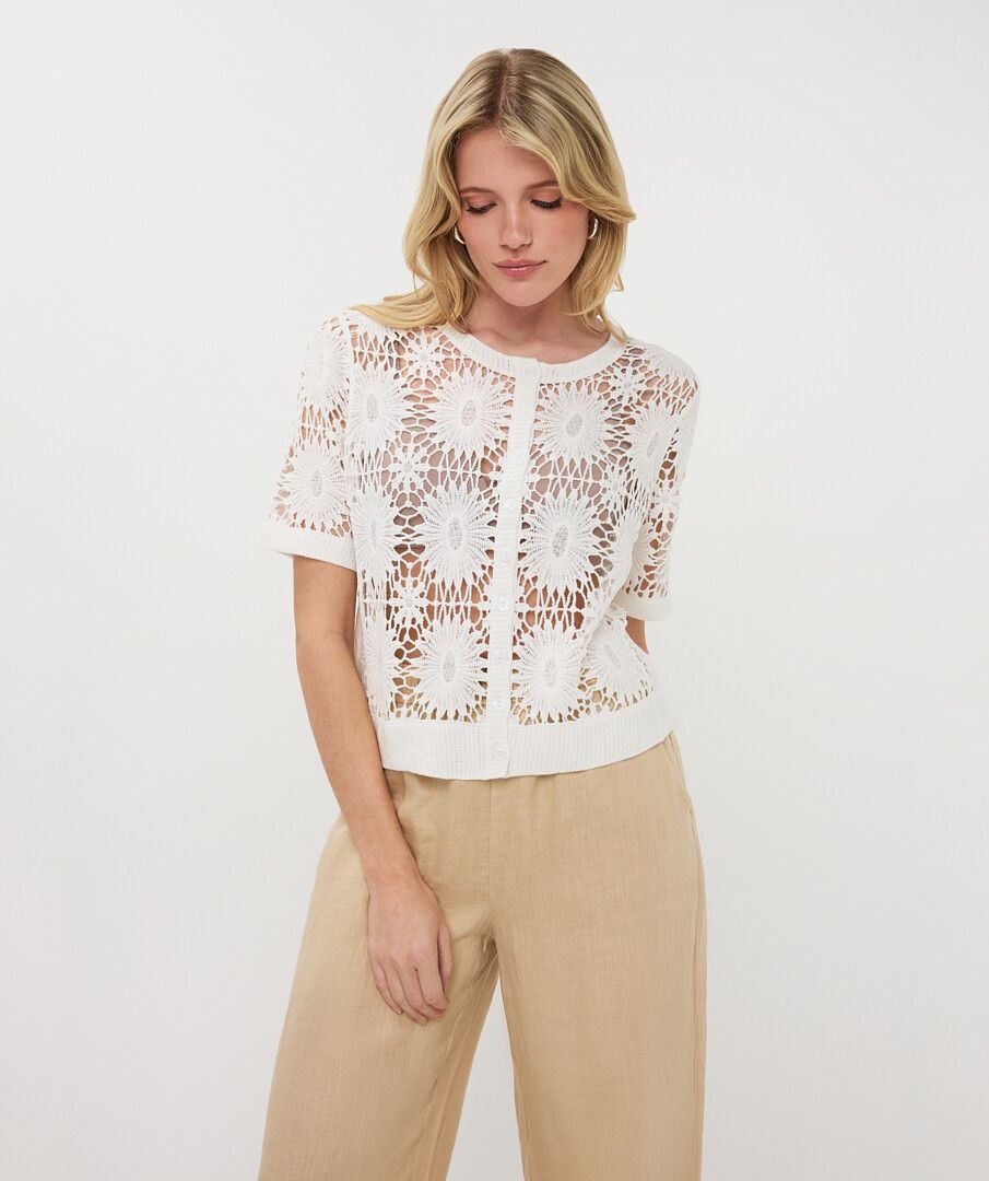 ESQUALO WHITE SHORT SLV CARDIGAN