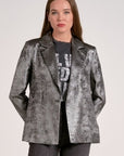 SILVER BLAZER W/WIDE LAPEL