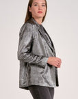 SILVER BLAZER W/WIDE LAPEL