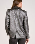 SILVER BLAZER W/WIDE LAPEL