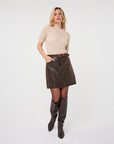 ESQUALO FAUX LEATHER SKIRT W/BELT